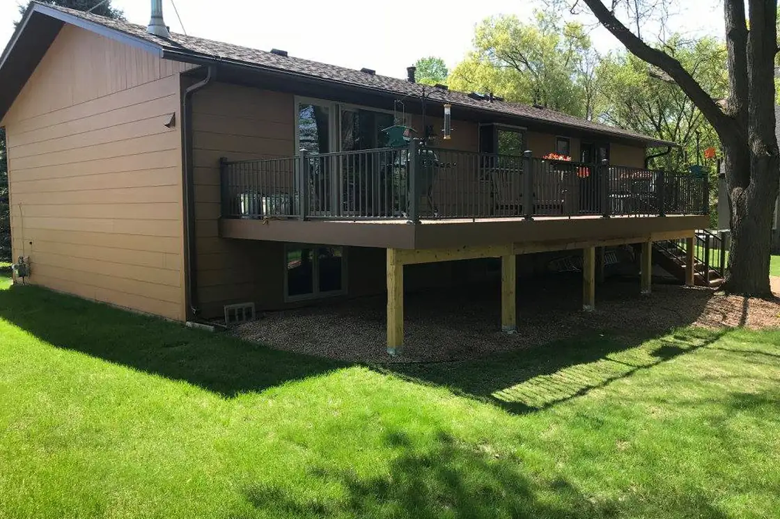 Full roof, siding and deck build with aluminum railing, Roseville MN
