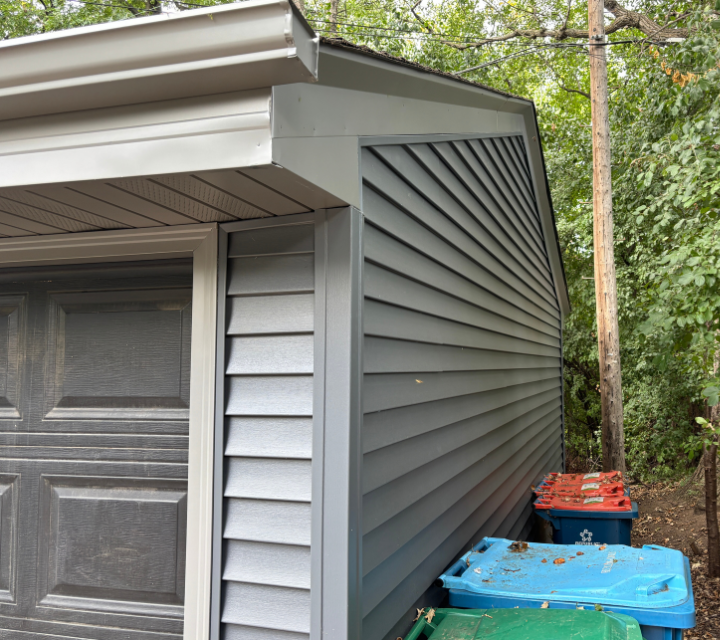 Siding install back garage window gone